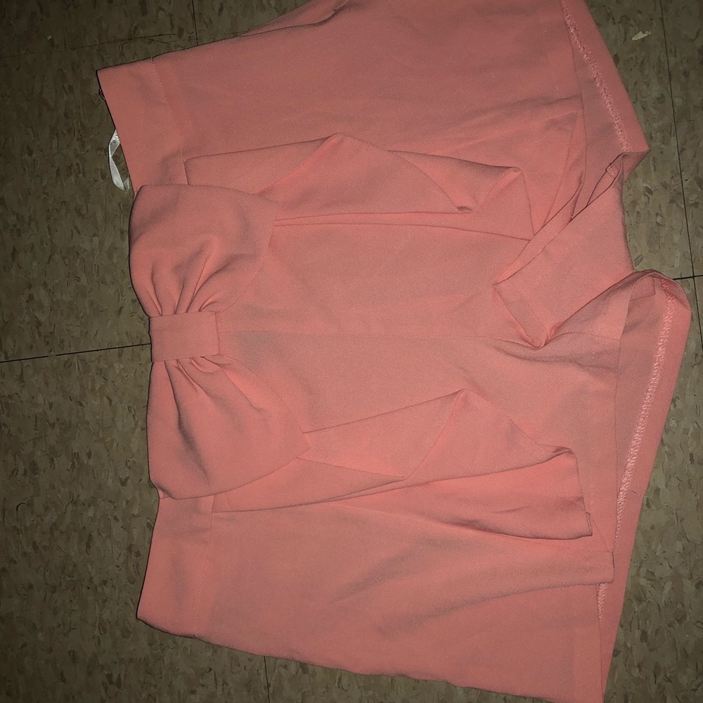 Soft Pink/Peach Short With Bow Tie in Front